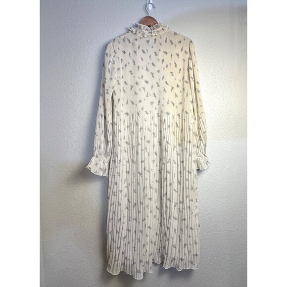 GANNI Pleated Georgette Midi Dress Sz 36/M Feminine Whimsical Cottagecore - Picture 6 of 16